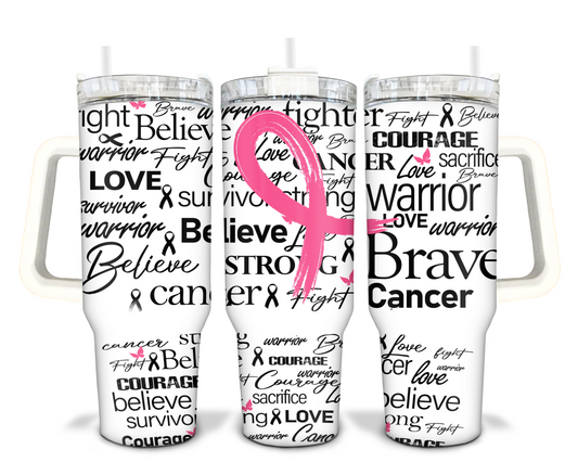 Pink Ribbon Cancer 40oz Sublimation Tumbler