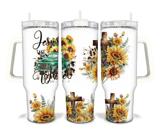Jesus Take the Wheel 40oz Sublimation Tumbler