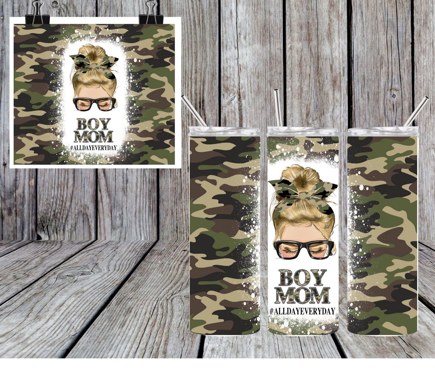 Boy Mom Blonde Hair Sublimation Tumbler