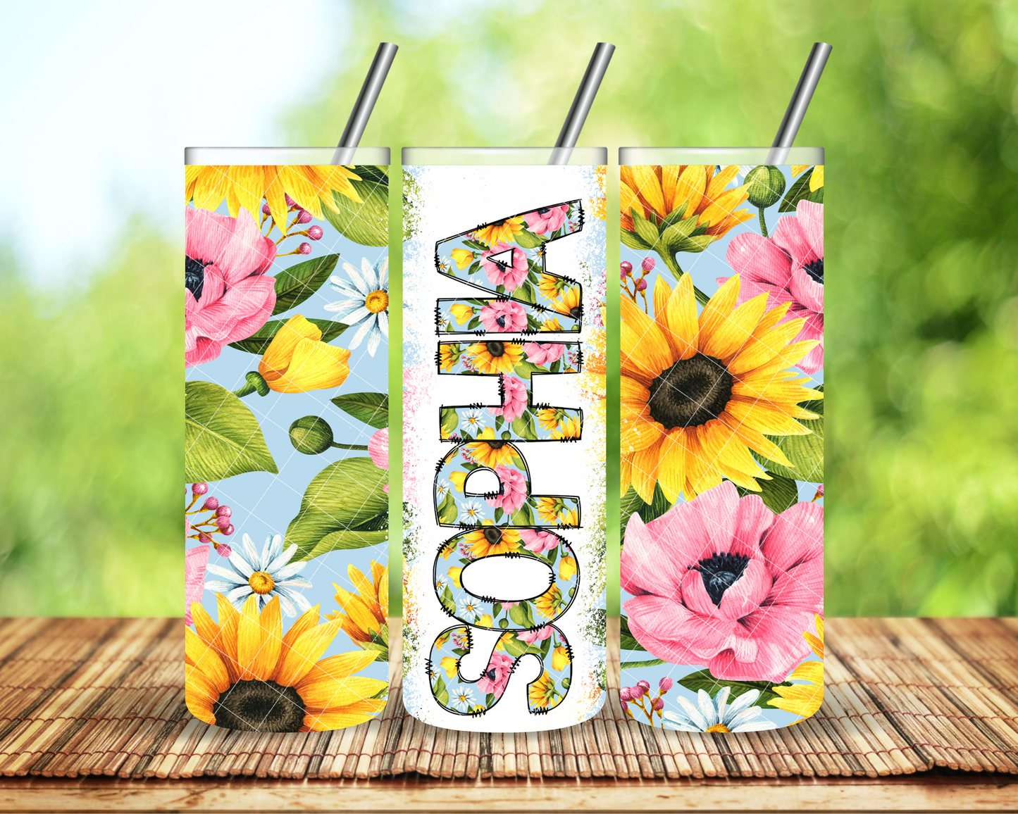 Spring Flowers Customizable Sublimation Tumbler