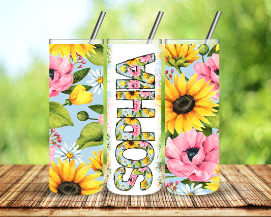Spring Flowers Customizable Sublimation Tumbler