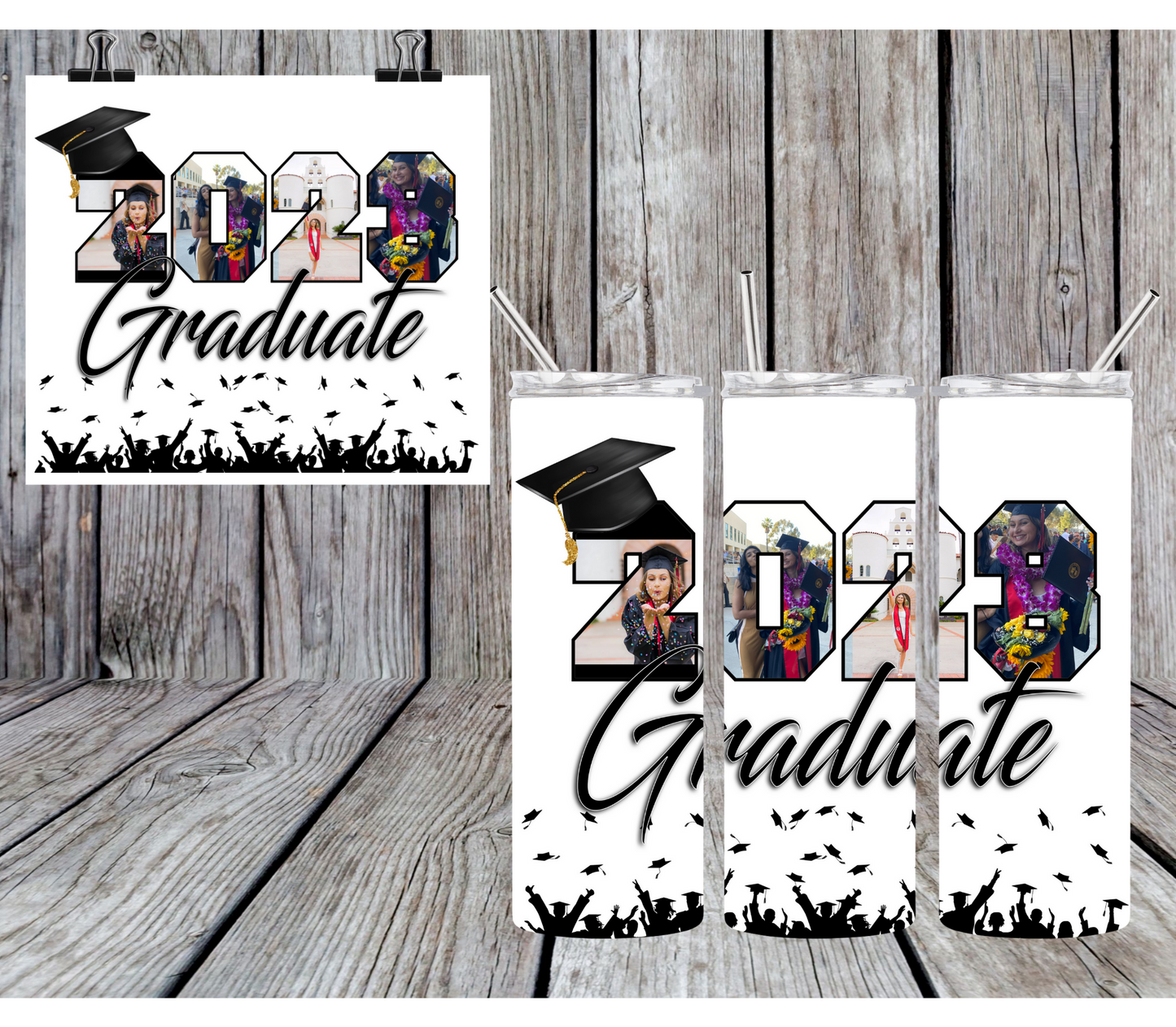 GRAD High School Sublimation Tumbler with personalized pictures