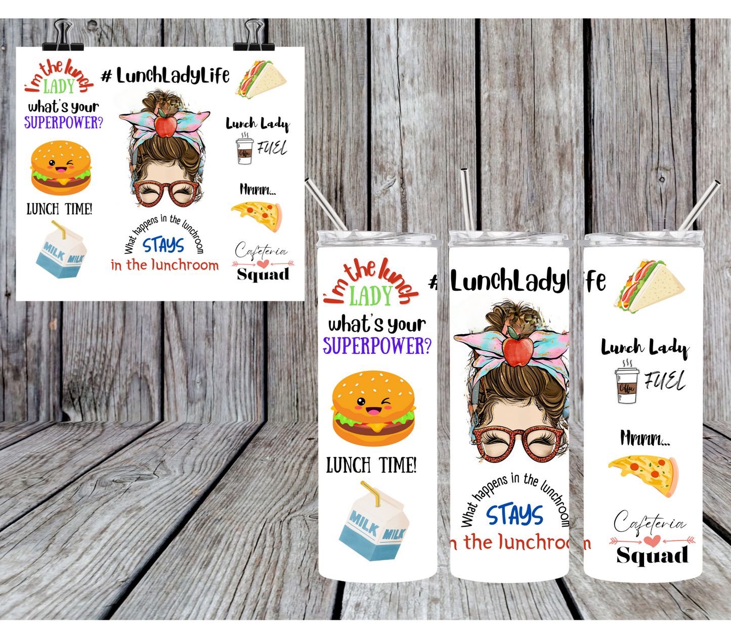 Lunch Lady Sublimation Tumbler