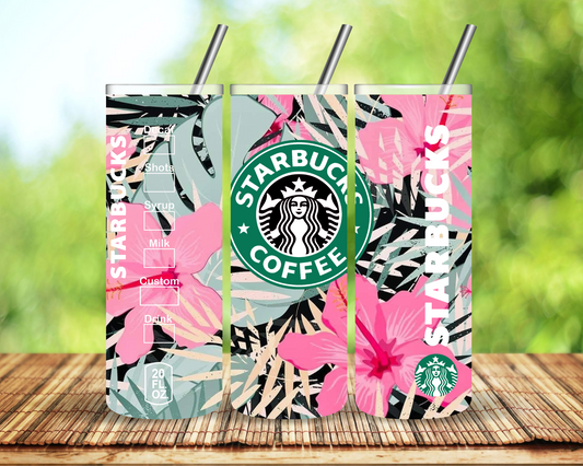 Starbucks Hibiscus Flowers Sublimation Tumbler