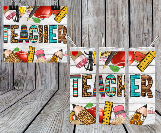 Teacher Lined Paper Sublimation Tumbler