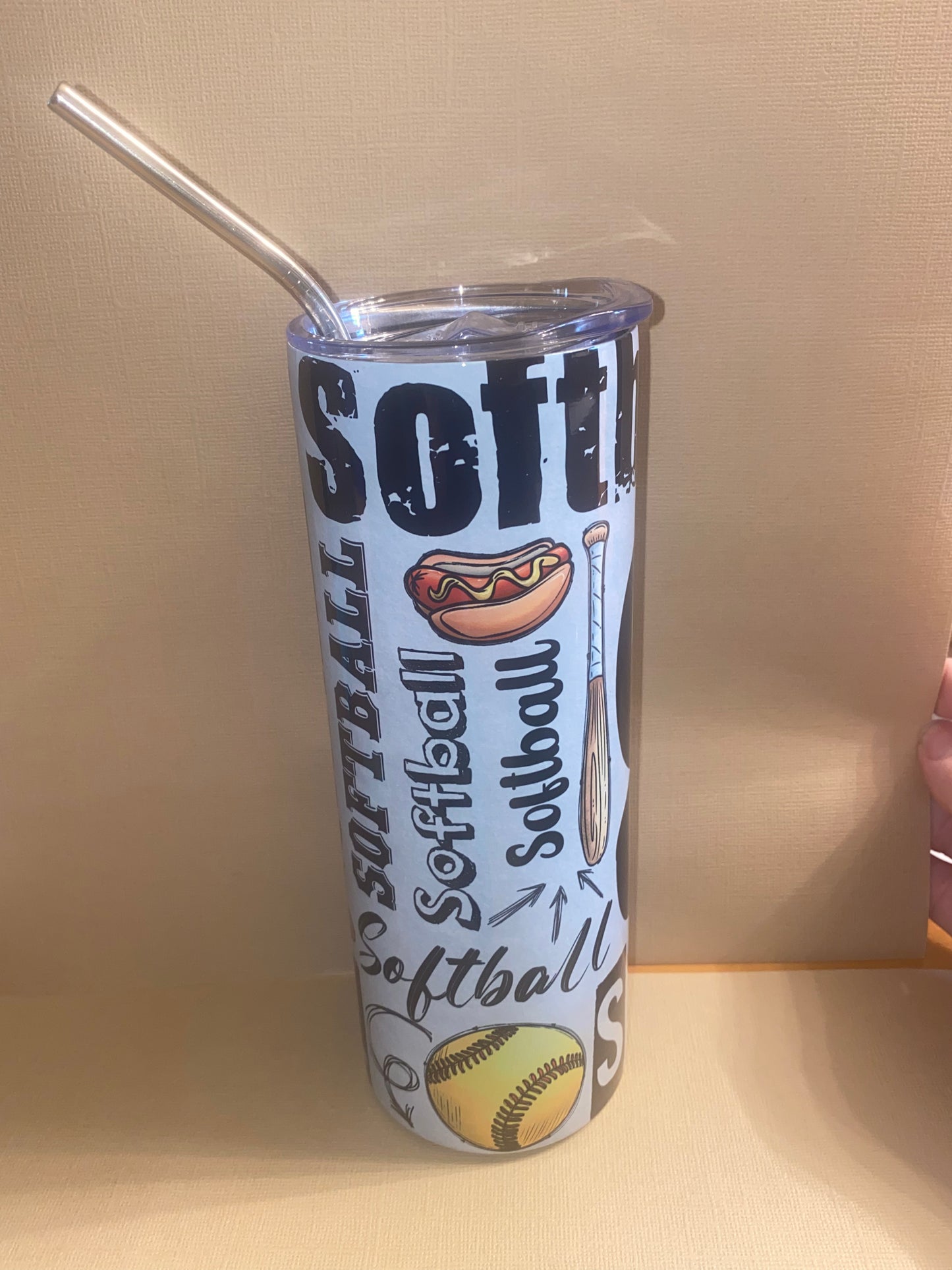 Softball Wordy Sublimation Tumbler
