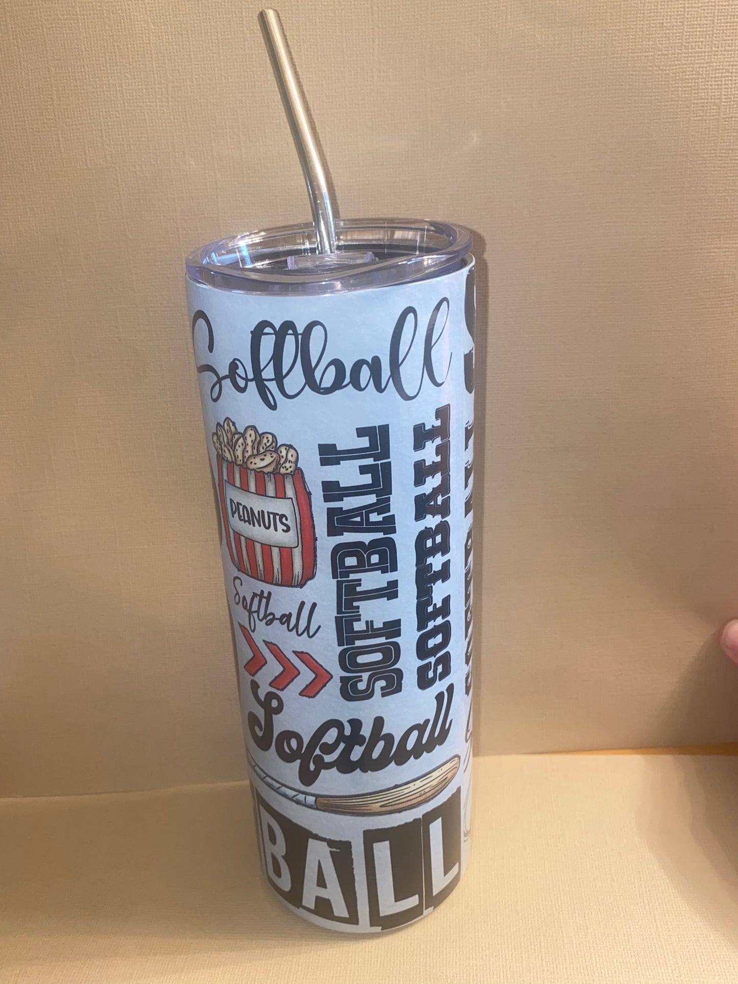 Softball Wordy Sublimation Tumbler