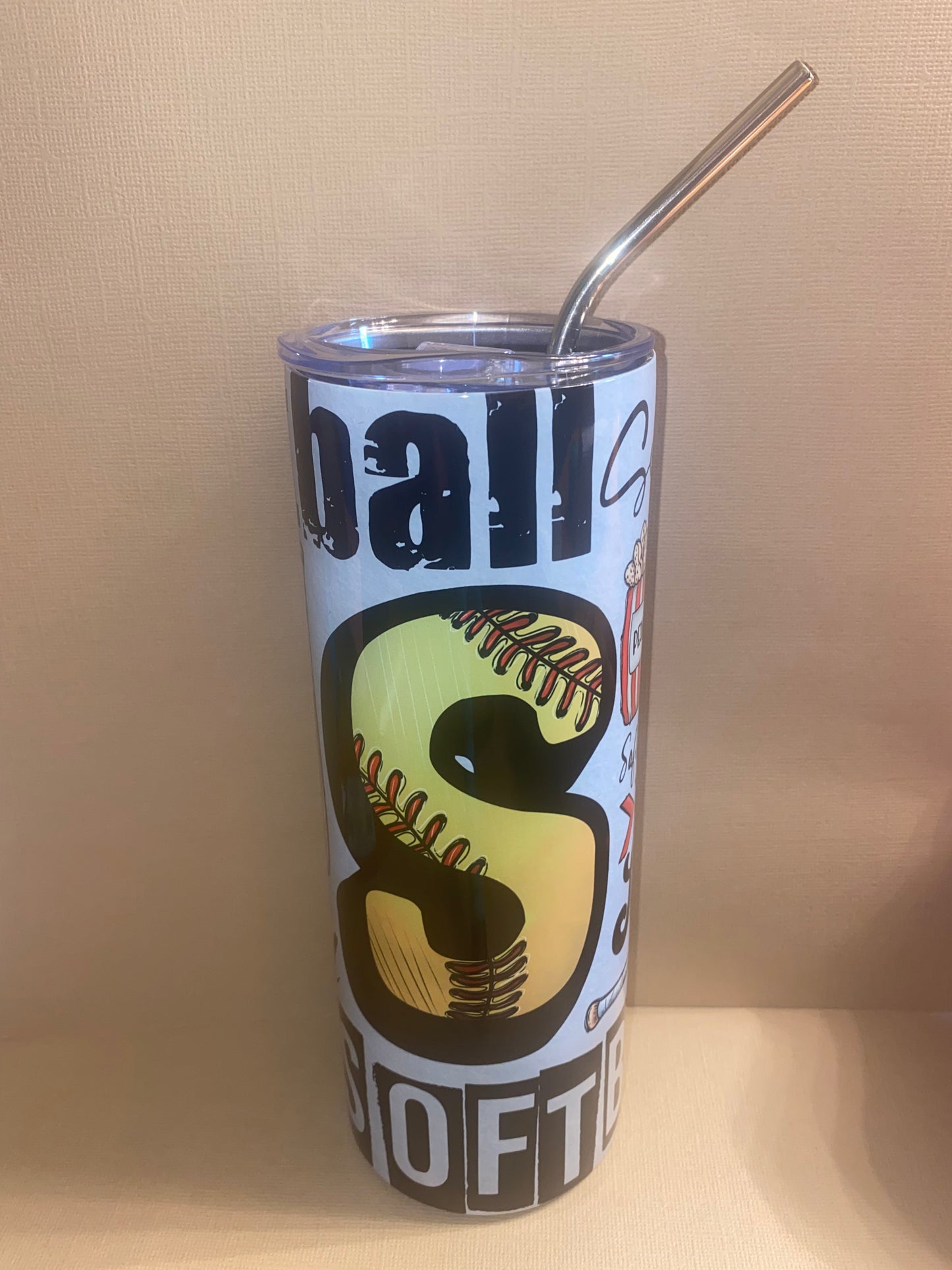 Softball Wordy Sublimation Tumbler