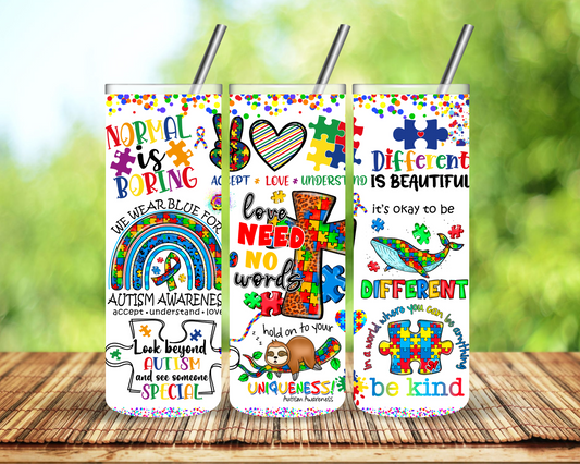 Autism Awareness Sublimation Tumbler