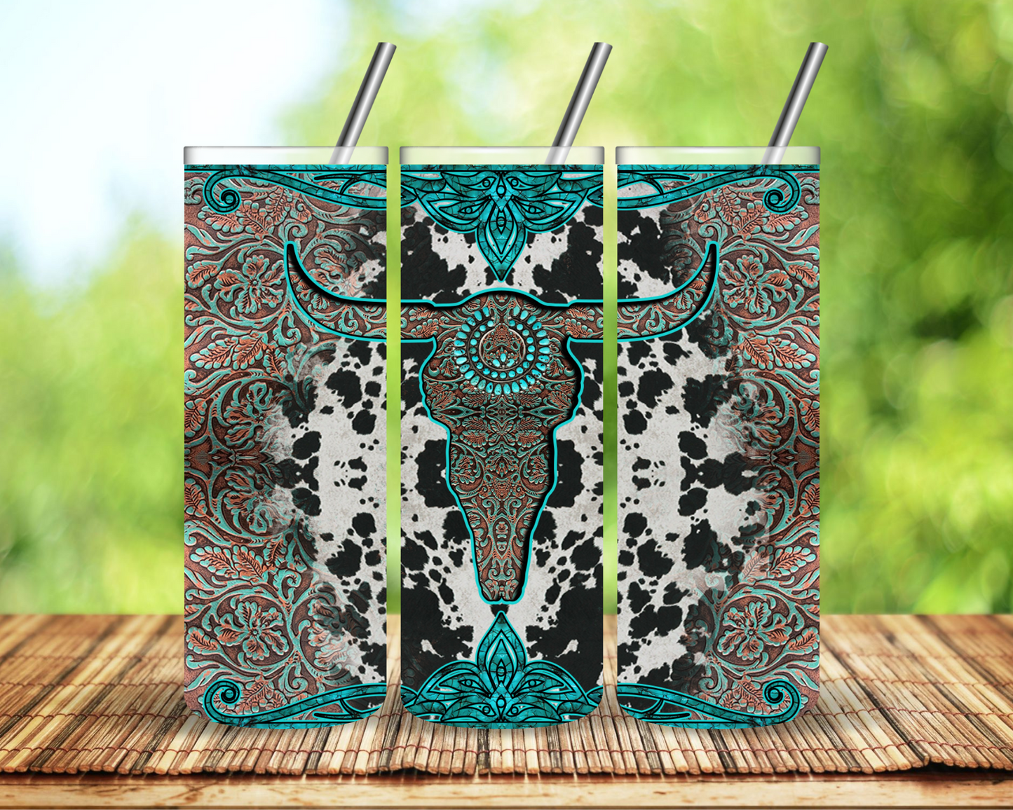 Cow Skull Print Sublimation Tumbler