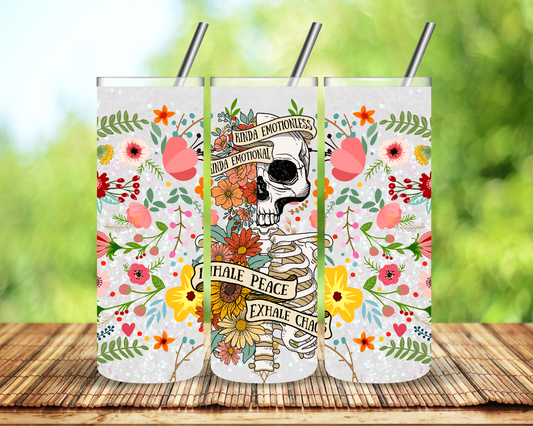 Skull Multi Flowers Sublimation Tumbler